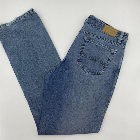 Tommy Hilfiger Sz 10 R Classic Fit 33x31 Jeans Women Stretch Denim Fray Hem - Picture 1 of 10